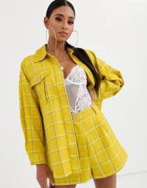 ASOS DESIGN yellow check suit shacket   ASOS at Asos